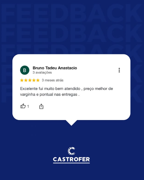 Avaliação de Bruno Tadeu Anastacio no Google: bem atendido, melhor preço de Varginha e pontual nas entregas